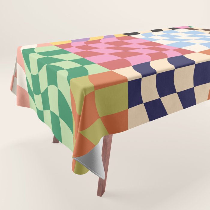 Colorful Checker Patchwork Tablecloth Gallery Image 1
