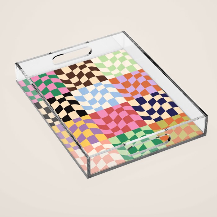 Colorful Checker Patchwork Acrylic Tray Gallery Image 1