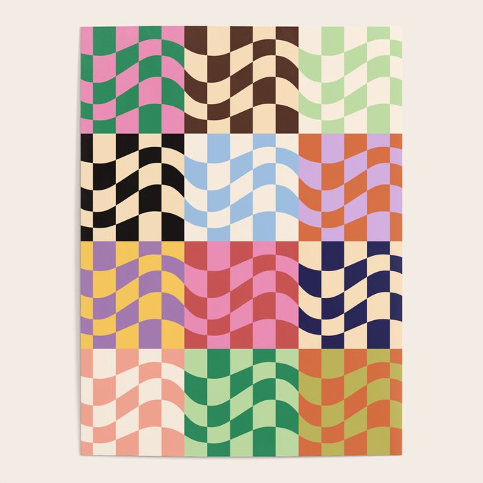 Colorful Checker Patchwork Poster Gallery Image 4