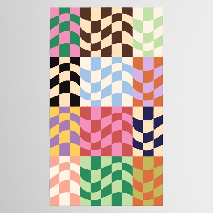 Colorful Checker Patchwork Tablecloth Gallery Image 2