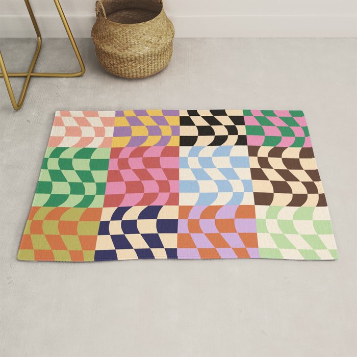 Colorful Checker Patchwork Rug Gallery Image 1