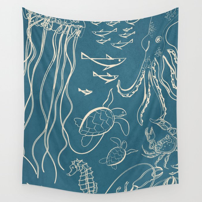 Minimal Sea Life 3 Wall Tapestry Gallery Image 4