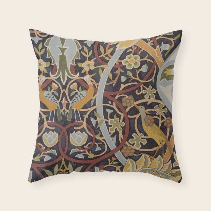 William Morris Vintage Bullerswood Birds Throw Pillow Gallery Image 1