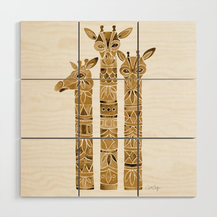 Giraffes - Sepia Palette Wood Wall Art Gallery Image 1