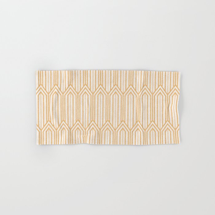 Art Deco Gatsby Geometric Pattern Ivory and Gold Bath Towel Gallery Image 1