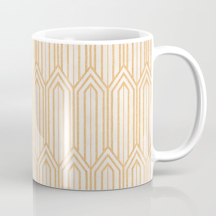 Art Deco Gatsby Geometric Pattern Ivory and Gold Coffee Mug Gallery Image 1