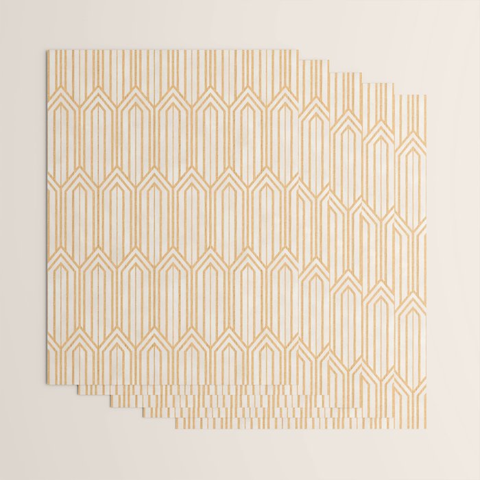 Art Deco Gatsby Geometric Pattern Ivory and Gold Wrapping Paper Gallery Image 3