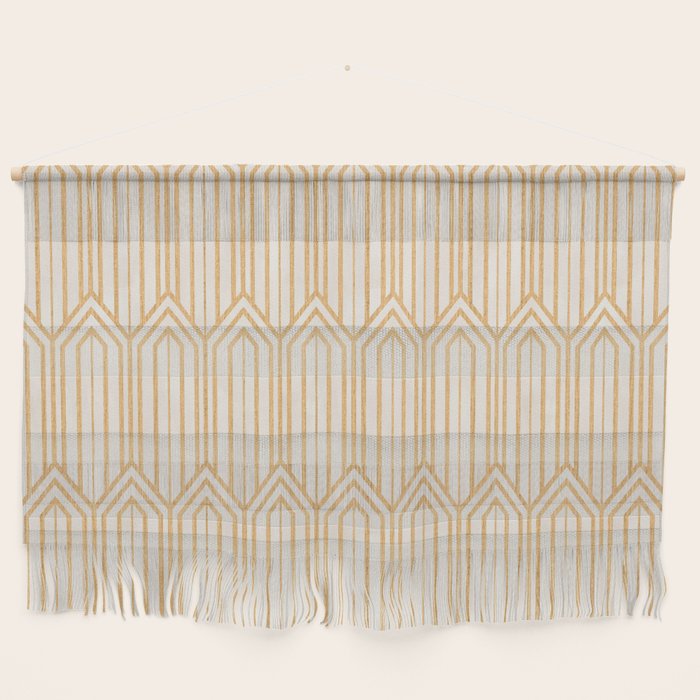 Art Deco Gatsby Geometric Pattern Ivory and Gold Wall Hanging Gallery Image 1