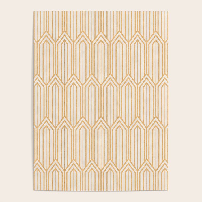Art Deco Gatsby Geometric Pattern Ivory and Gold Poster Gallery Image 1