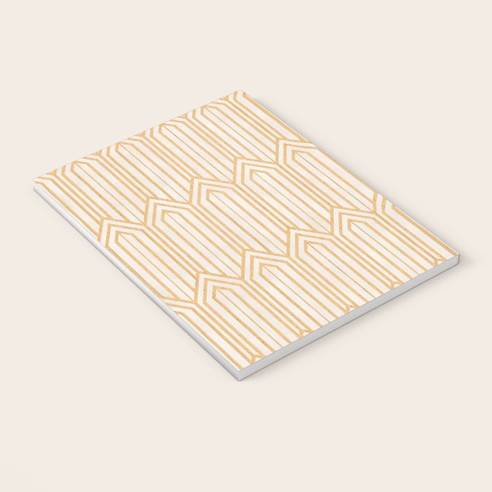 Art Deco Gatsby Geometric Pattern Ivory and Gold Notebook Gallery Image 3