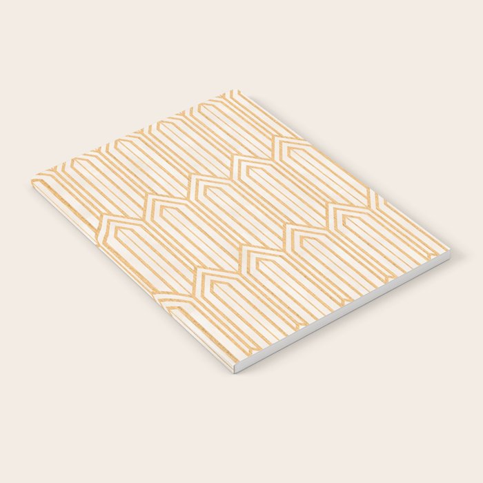 Art Deco Gatsby Geometric Pattern Ivory and Gold Notebook Gallery Image 2
