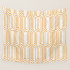 Art Deco Gatsby Geometric Pattern Ivory and Gold Wall Tapestry Gallery Image 4