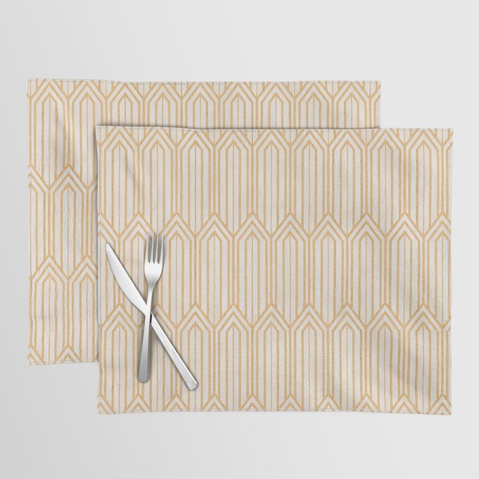 Art Deco Gatsby Geometric Pattern Ivory and Gold Placemat Gallery Image 1