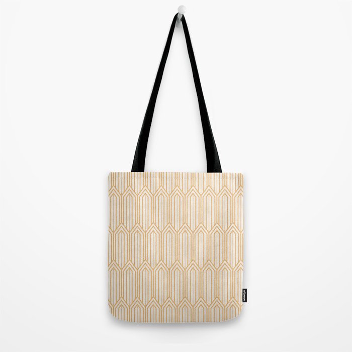 Art Deco Gatsby Geometric Pattern Ivory and Gold Tote Bag Gallery Image 2