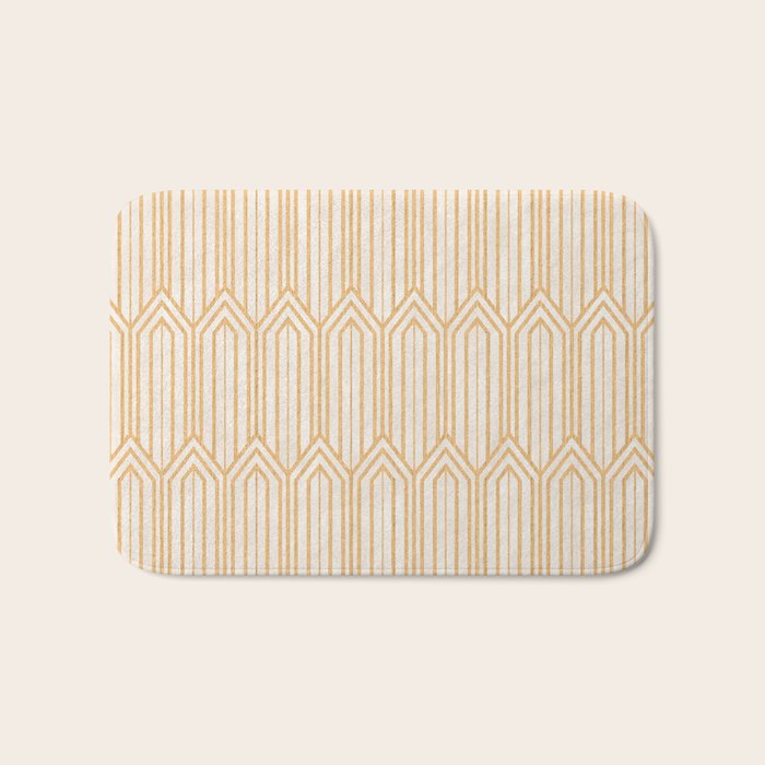 Art Deco Gatsby Geometric Pattern Ivory and Gold Bath Mat Gallery Image 1
