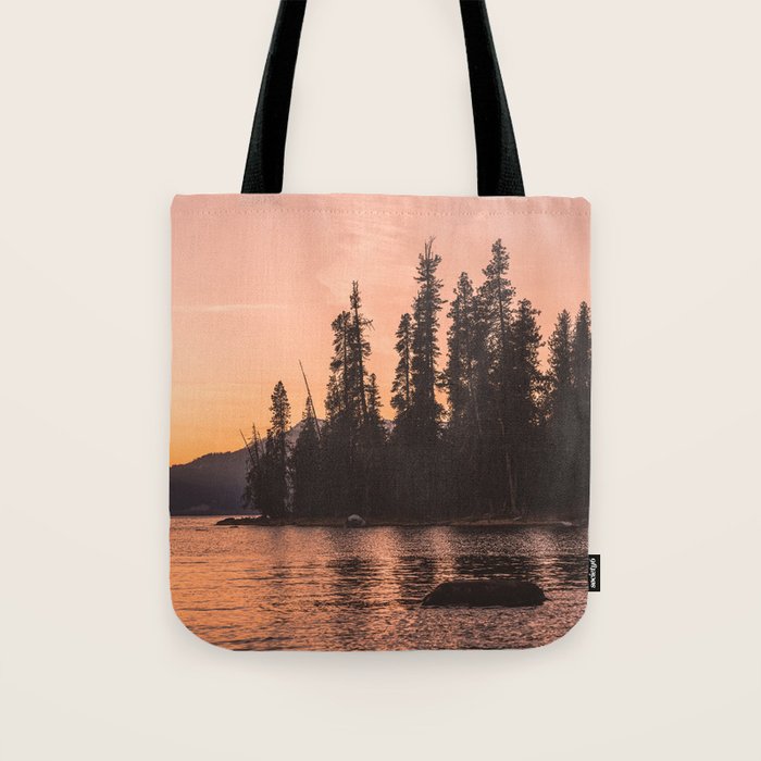 Forest Island at the Lake - Nature Photography Tote Bag Gallery Image 1