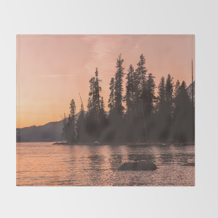 Forest Island at the Lake - Nature Photography Throw Blanket Gallery Image 2