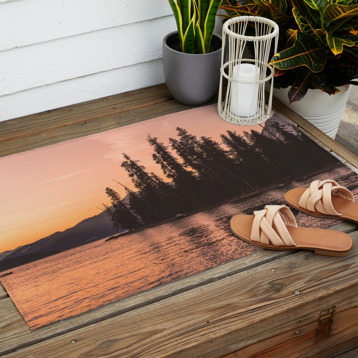 Forest Island at the Lake - Nature Photography Outdoor Rug Gallery Image 2