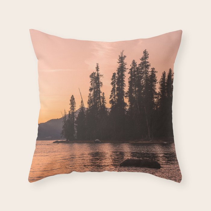 Forest Island at the Lake - Nature Photography Throw Pillow Gallery Image 6