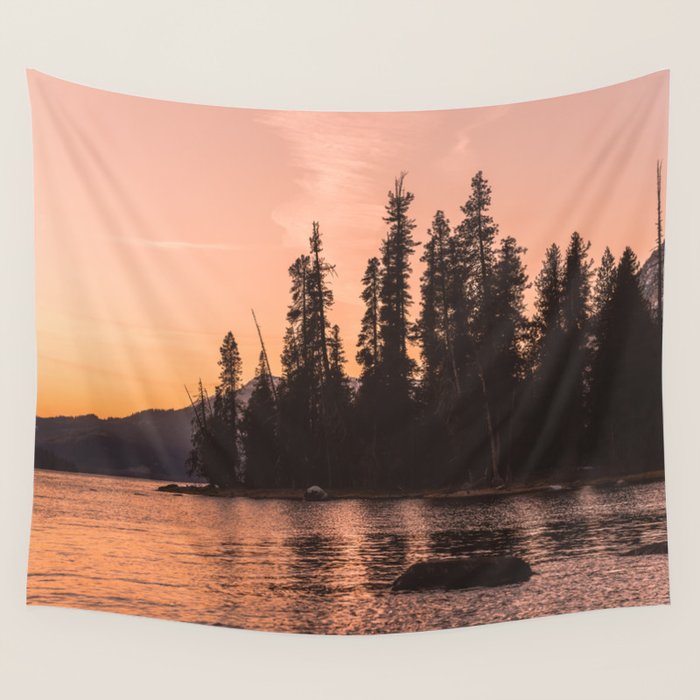 Forest Island at the Lake - Nature Photography Wall Tapestry Gallery Image 4