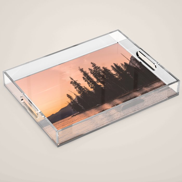 Forest Island at the Lake - Nature Photography Acrylic Tray Gallery Image 1
