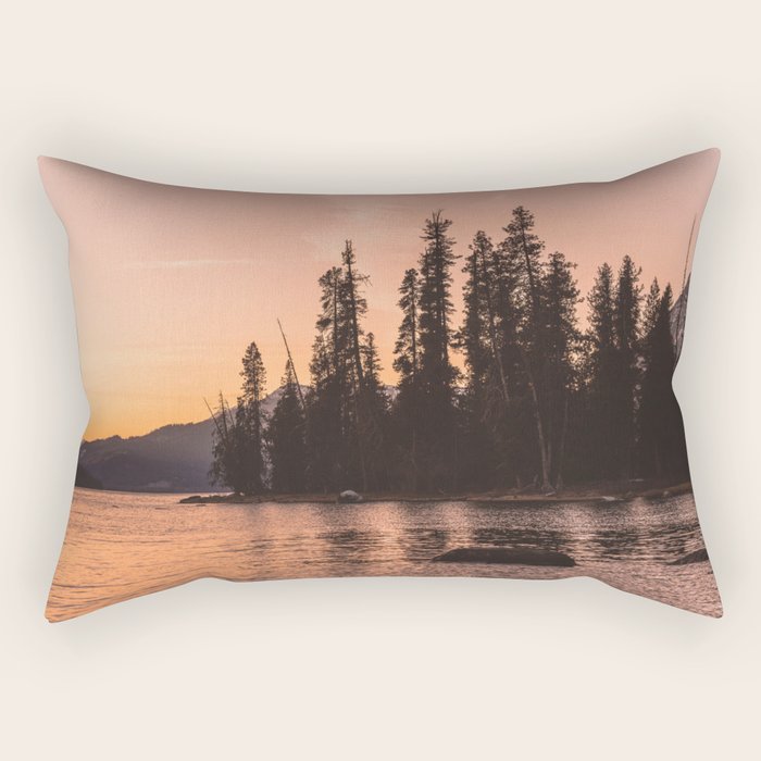 Forest Island at the Lake - Nature Photography Rectangular Pillow Gallery Image 1