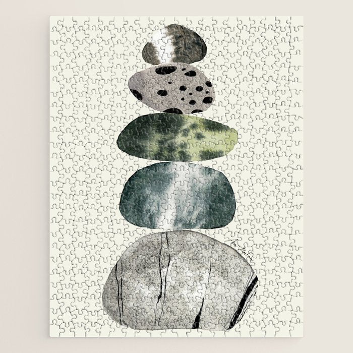 Stacked Pebbles On The Beach Jigsaw Puzzle