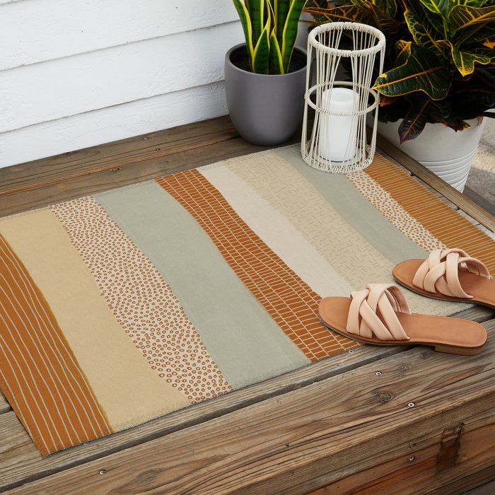 Neutral Abstract Pattern #5 Outdoor Rug Gallery Image 2