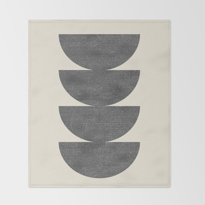 Half Circle 3 - Grey Throw Blanket Gallery Image 2