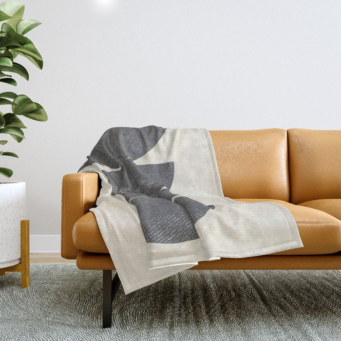 Half Circle 3 - Grey Throw Blanket Gallery Image 1