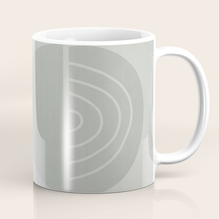 Mid Century Eclectic Calm Vibes In Pastel Grey and Green Shapes Coffee Mug Gallery Image 1
