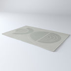 Mid Century Eclectic Calm Vibes In Pastel Grey and Green Shapes Rug Gallery Image 3