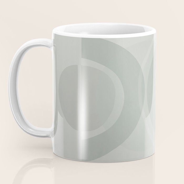 Mid Century Eclectic Calm Vibes In Pastel Grey and Green Shapes Coffee Mug Gallery Image 3