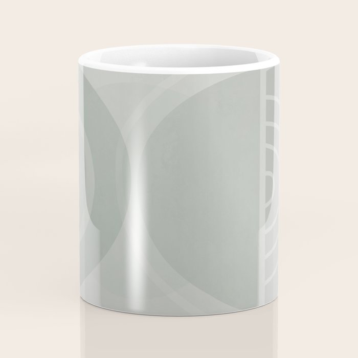 Mid Century Eclectic Calm Vibes In Pastel Grey and Green Shapes Coffee Mug Gallery Image 4
