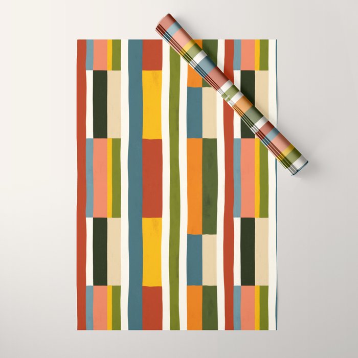 Autumn Winter Striped Revival Wrapping Paper Gallery Image 1