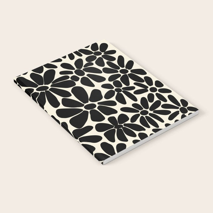 Black and White Retro Floral Art Print  Notebook Gallery Image 2