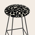 Black and White Retro Floral Art Print  Stool Gallery Image 2