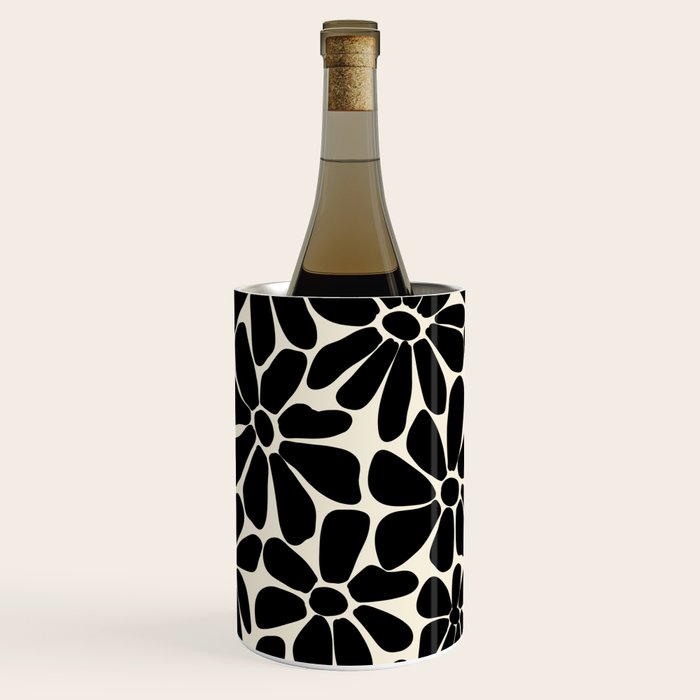 Black and White Retro Floral Art Print  Wine Chiller Gallery Image 1