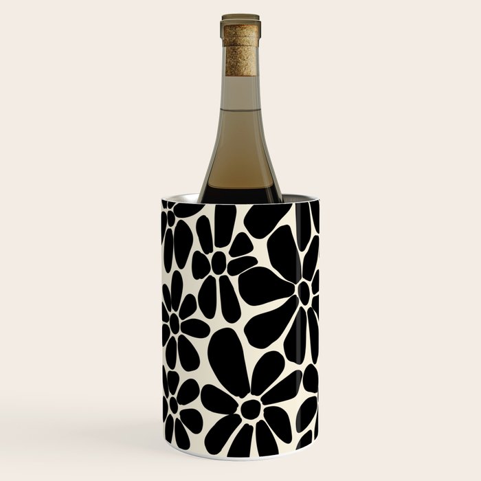 Black and White Retro Floral Art Print  Wine Chiller Gallery Image 2