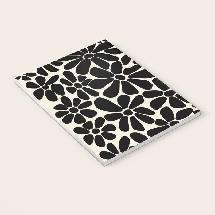 Black and White Retro Floral Art Print  Notebook Gallery Image 3