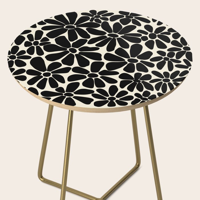 Black and White Retro Floral Art Print  Side Table Gallery Image 2