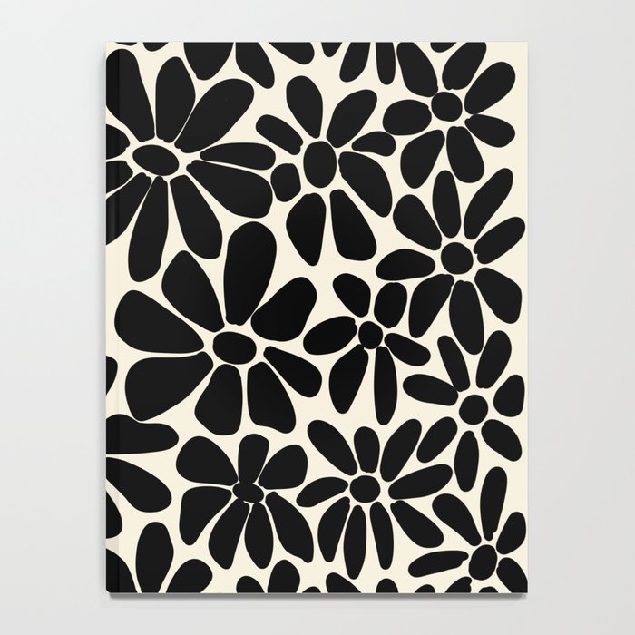 Black and White Retro Floral Art Print  Notebook Gallery Image 4