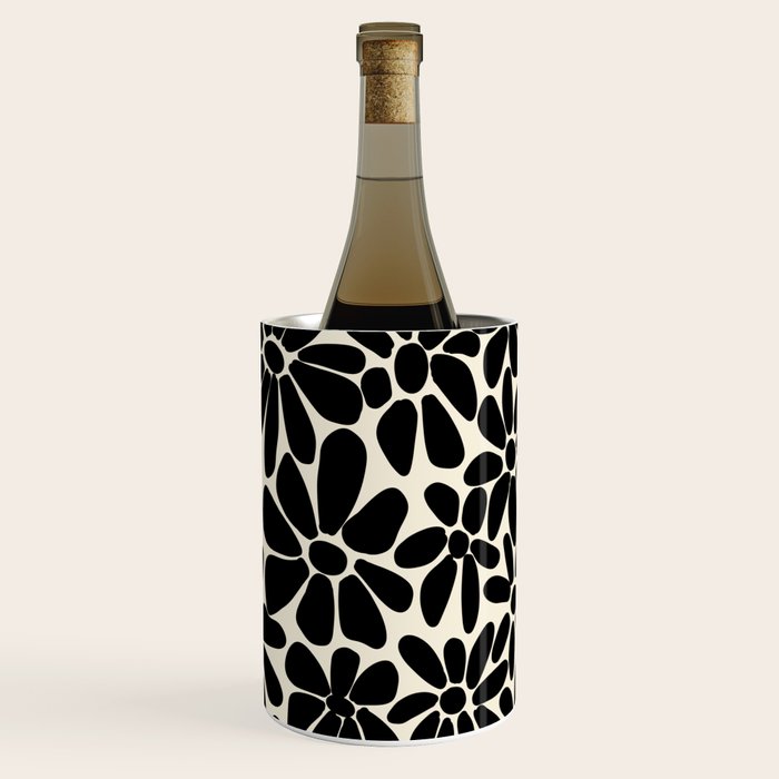 Black and White Retro Floral Art Print  Wine Chiller Gallery Image 3