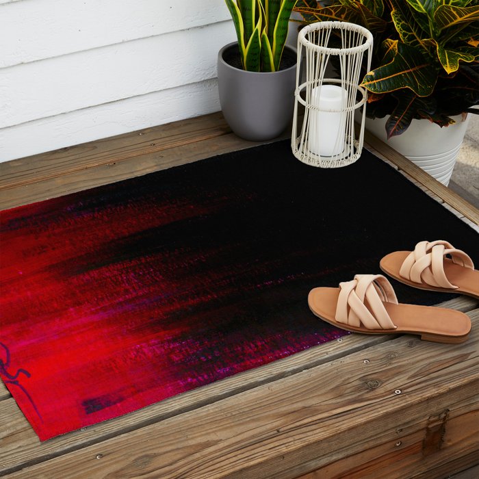 Red and Black Abstract Outdoor Rug Gallery Image 2
