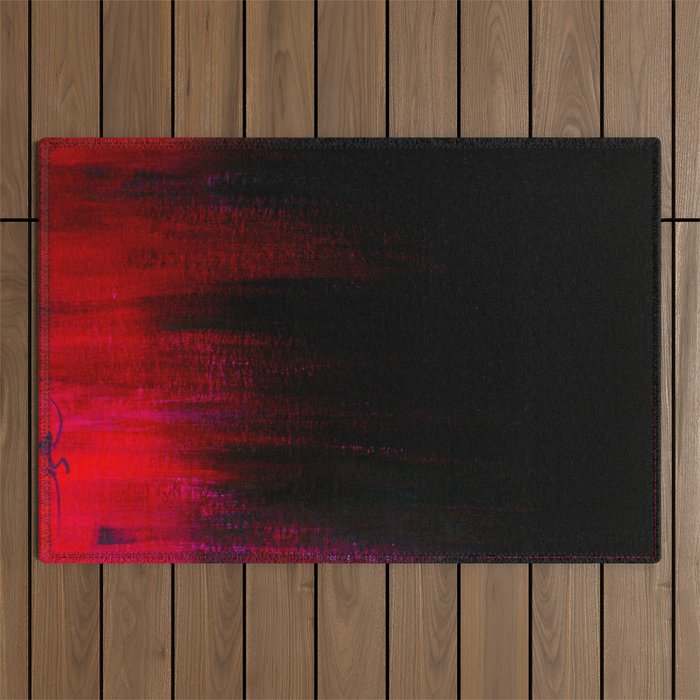 Red and Black Abstract Outdoor Rug Gallery Image 1