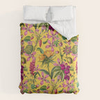 Tropical Bloom Serenade Exotic Floral Pattern Vintage Botanical Vibes Yellow Duvet Cover Gallery Image 6