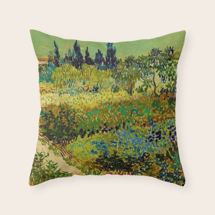 The Garden at Arles, France by Vincent Van Gogh Throw Pillow Gallery Image 1