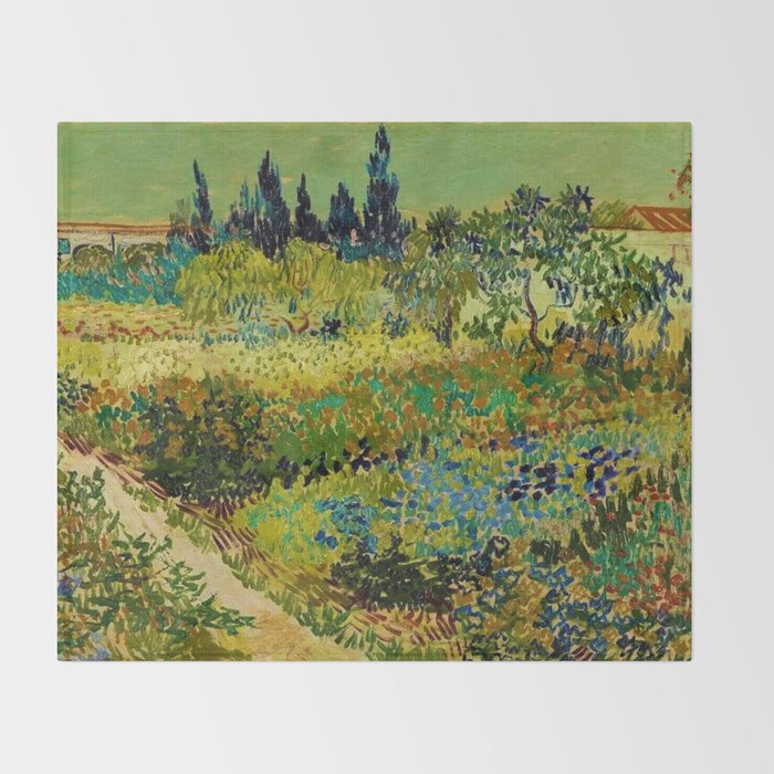 The Garden at Arles, France by Vincent Van Gogh Throw Blanket Gallery Image 2