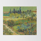 The Garden at Arles, France by Vincent Van Gogh Throw Blanket Gallery Image 2