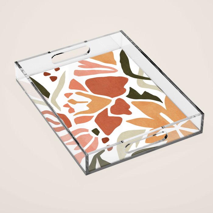 Colorful abstract florals Acrylic Tray Gallery Image 1
